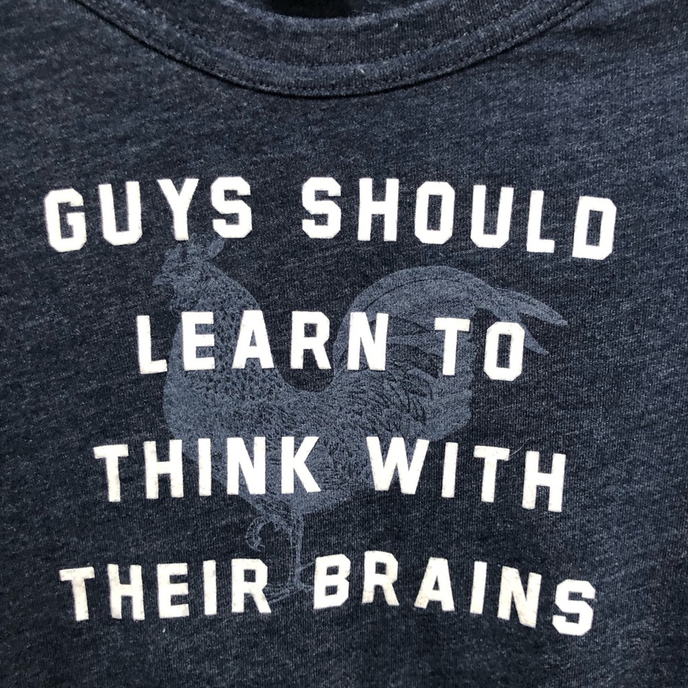 Vintage T-shirt Abercrombie & Fitch Funny Guys should Learn think Brains S Y2K - Picture 2 of 16